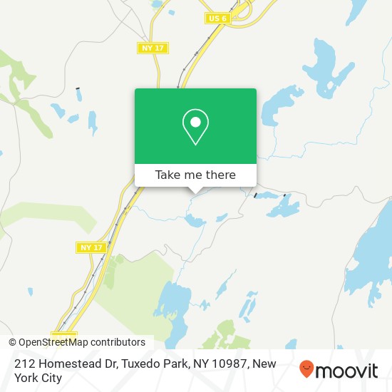 Mapa de 212 Homestead Dr, Tuxedo Park, NY 10987