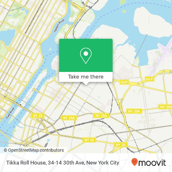 Mapa de Tikka Roll House, 34-14 30th Ave