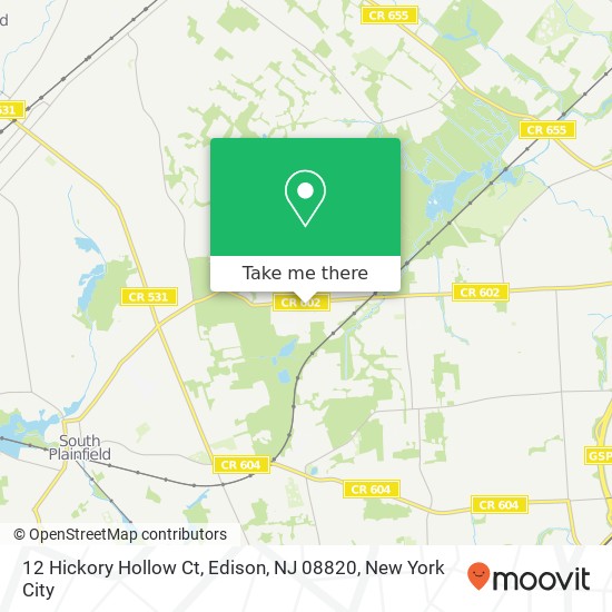 Mapa de 12 Hickory Hollow Ct, Edison, NJ 08820