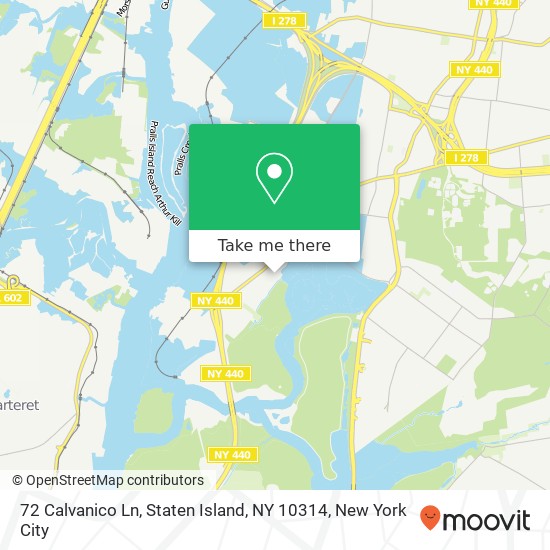 Mapa de 72 Calvanico Ln, Staten Island, NY 10314