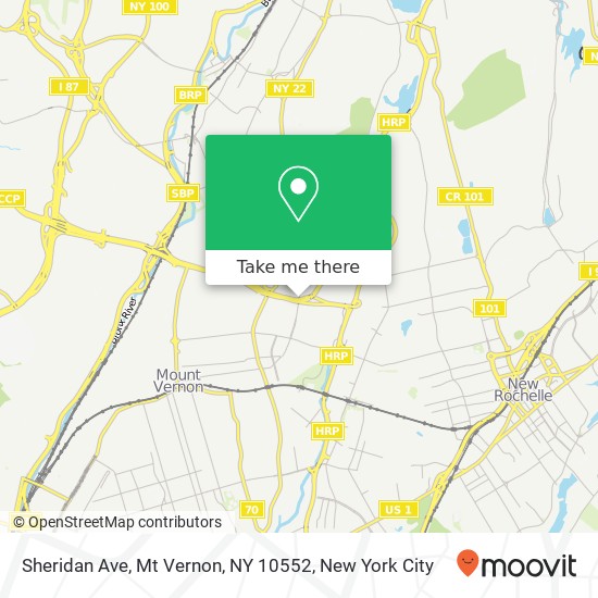 Mapa de Sheridan Ave, Mt Vernon, NY 10552