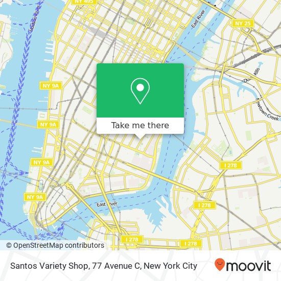 Santos Variety Shop, 77 Avenue C map