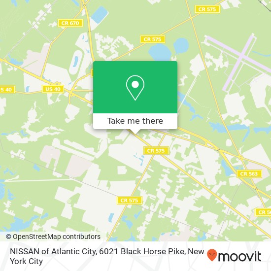 Mapa de NISSAN of Atlantic City, 6021 Black Horse Pike
