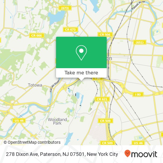 Mapa de 278 Dixon Ave, Paterson, NJ 07501