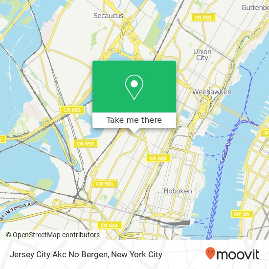 Mapa de Jersey City Akc No Bergen