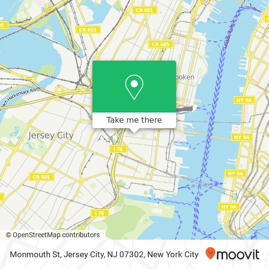 Mapa de Monmouth St, Jersey City, NJ 07302