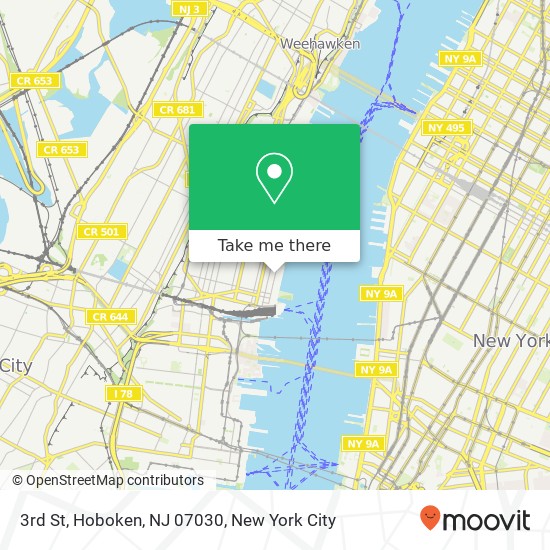 Mapa de 3rd St, Hoboken, NJ 07030