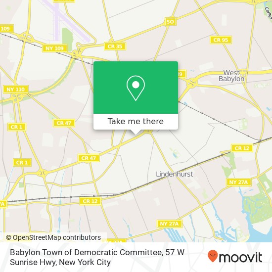 Babylon Town of Democratic Committee, 57 W Sunrise Hwy map
