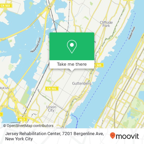 Mapa de Jersey Rehabilitation Center, 7201 Bergenline Ave