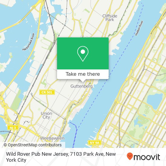 Mapa de Wild Rover Pub New Jersey, 7103 Park Ave