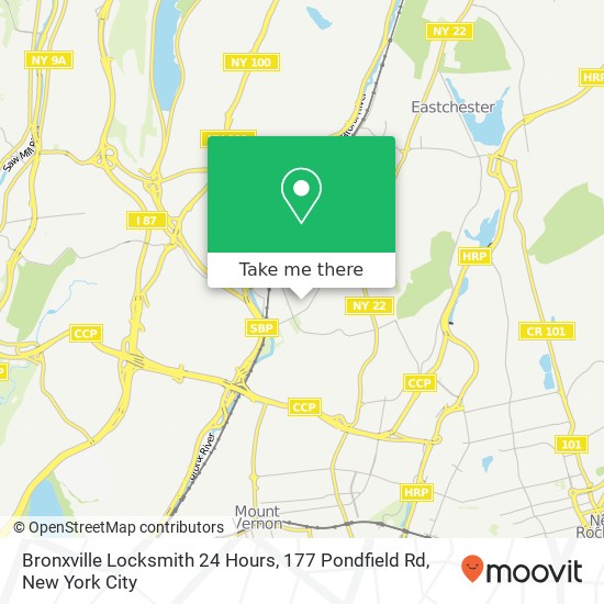 Mapa de Bronxville Locksmith 24 Hours, 177 Pondfield Rd