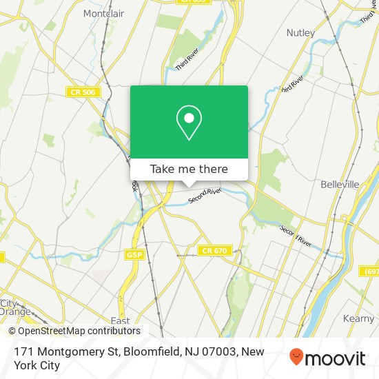 Mapa de 171 Montgomery St, Bloomfield, NJ 07003