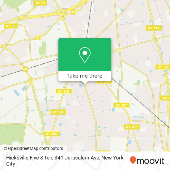 Hicksville Five & ten, 341 Jerusalem Ave map