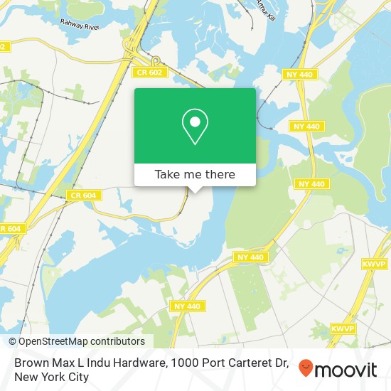 Mapa de Brown Max L Indu Hardware, 1000 Port Carteret Dr
