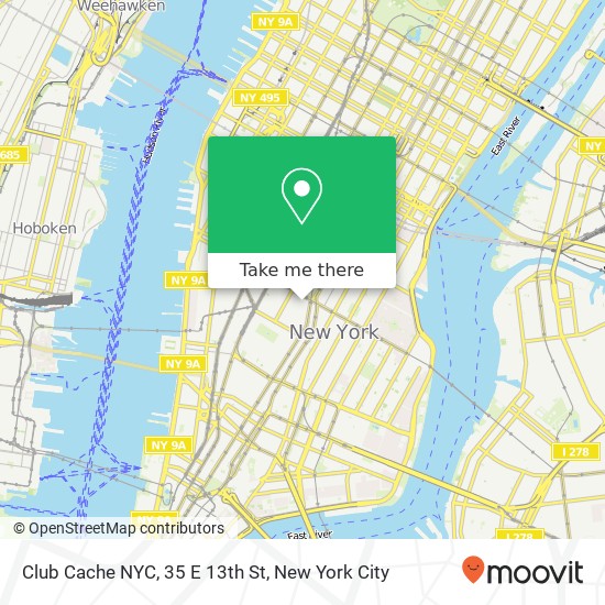 Club Cache NYC, 35 E 13th St map