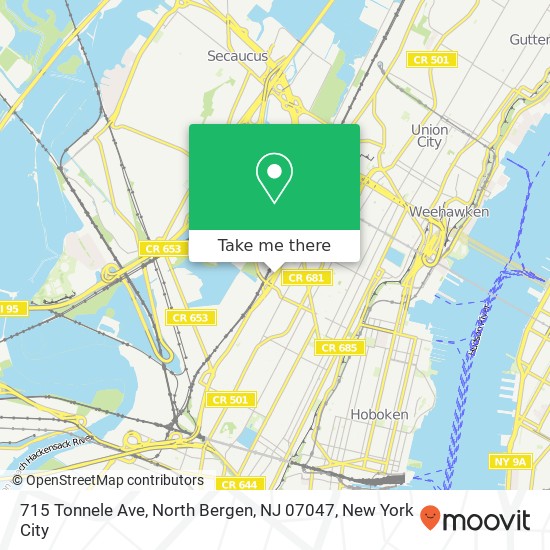 Mapa de 715 Tonnele Ave, North Bergen, NJ 07047