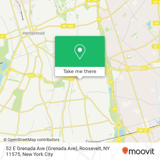 Mapa de 52 E Grenada Ave (Grenada Ave), Roosevelt, NY 11575