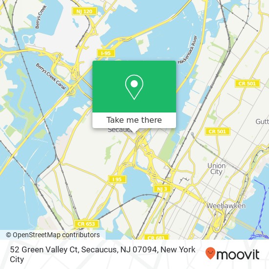 Mapa de 52 Green Valley Ct, Secaucus, NJ 07094