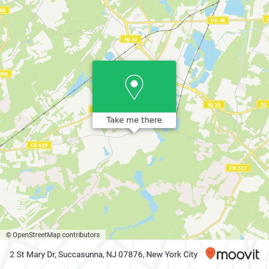 Mapa de 2 St Mary Dr, Succasunna, NJ 07876