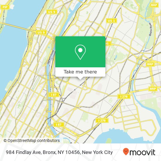 Mapa de 984 Findlay Ave, Bronx, NY 10456