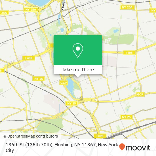 Mapa de 136th St (136th 70th), Flushing, NY 11367