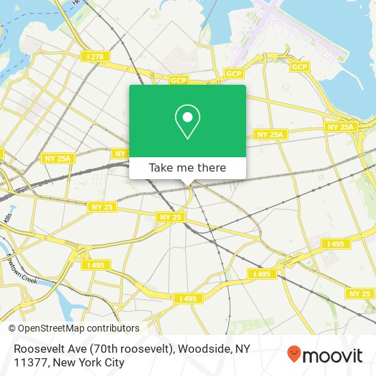 Mapa de Roosevelt Ave (70th roosevelt), Woodside, NY 11377