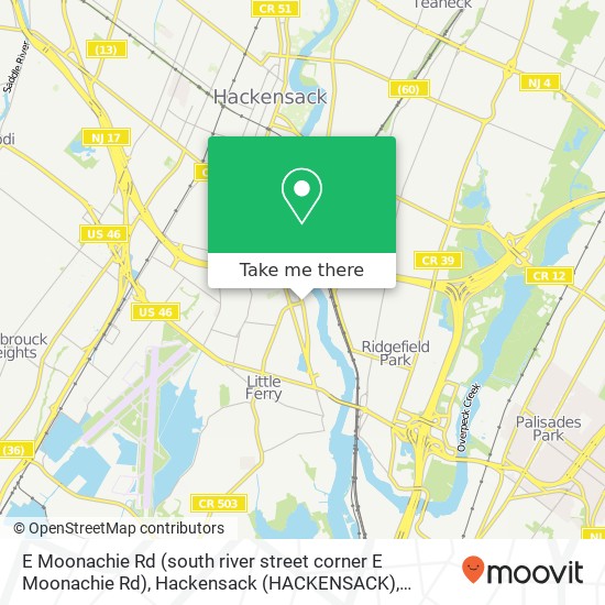 Mapa de E Moonachie Rd (south river street corner E Moonachie Rd), Hackensack (HACKENSACK), <B>NJ< / B> 07601
