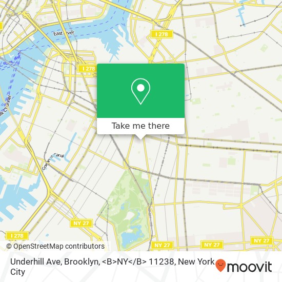 Underhill Ave, Brooklyn, <B>NY< / B> 11238 map