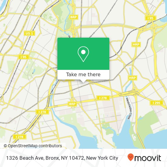 Mapa de 1326 Beach Ave, Bronx, NY 10472