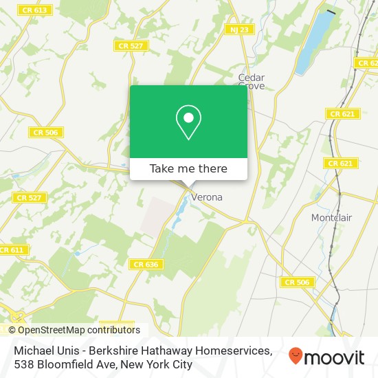 Mapa de Michael Unis - Berkshire Hathaway Homeservices, 538 Bloomfield Ave