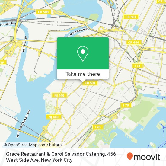 Mapa de Grace Restaurant & Carol Salvador Catering, 456 West Side Ave