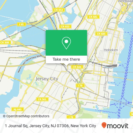Mapa de 1 Journal Sq, Jersey City, NJ 07306