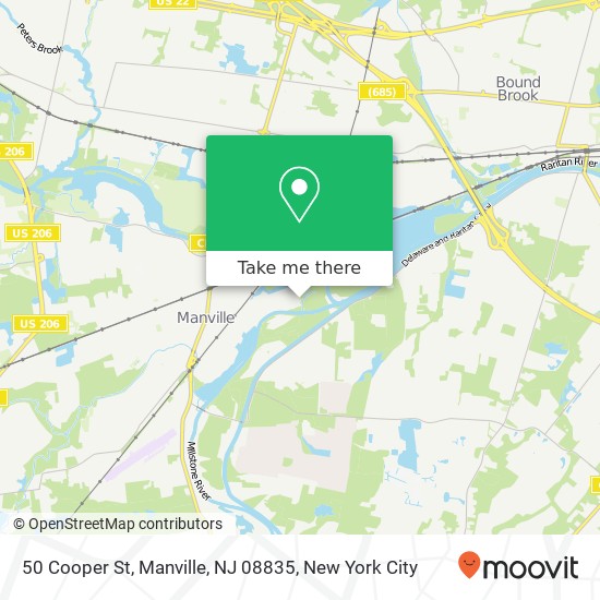 Mapa de 50 Cooper St, Manville, NJ 08835