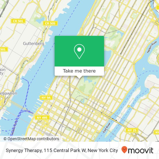 Synergy Therapy, 115 Central Park W map