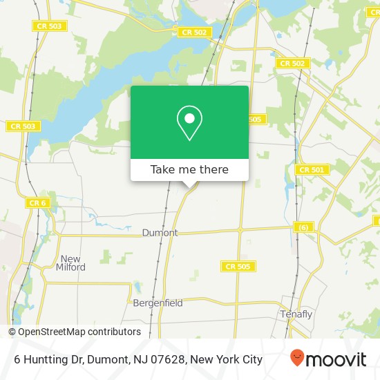 Mapa de 6 Huntting Dr, Dumont, NJ 07628
