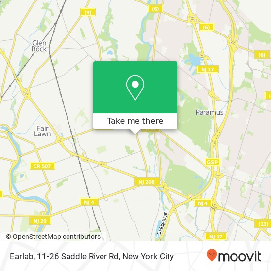 Earlab, 11-26 Saddle River Rd map