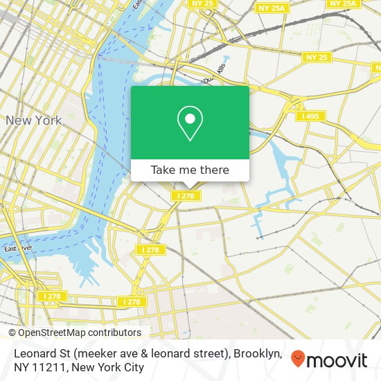Mapa de Leonard St (meeker ave & leonard street), Brooklyn, NY 11211