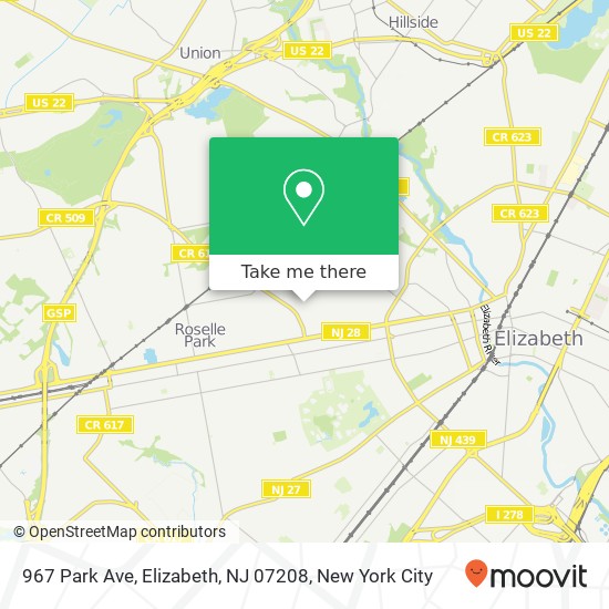 Mapa de 967 Park Ave, Elizabeth, NJ 07208