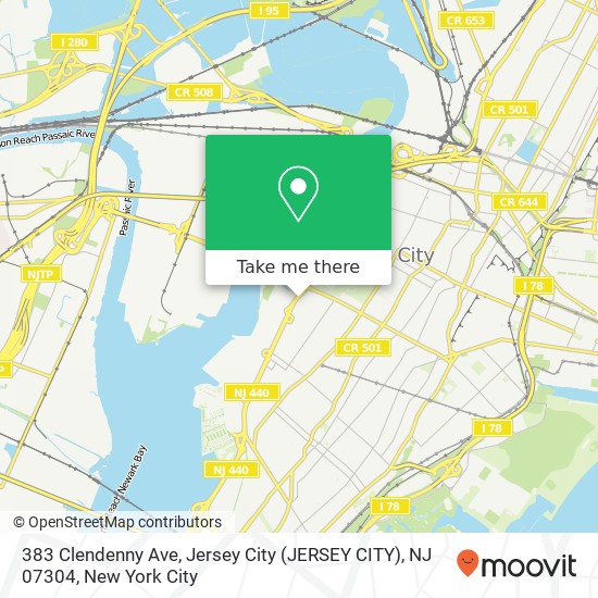Mapa de 383 Clendenny Ave, Jersey City (JERSEY CITY), NJ 07304