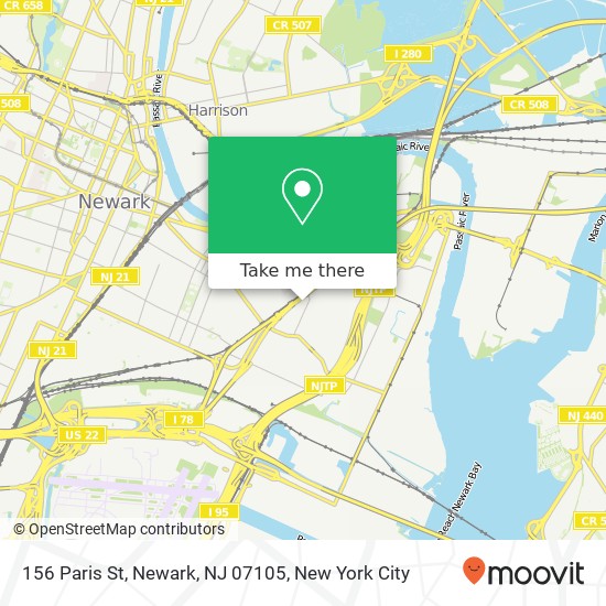 Mapa de 156 Paris St, Newark, NJ 07105