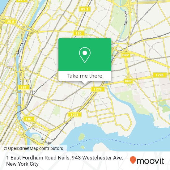 Mapa de 1 East Fordham Road Nails, 943 Westchester Ave