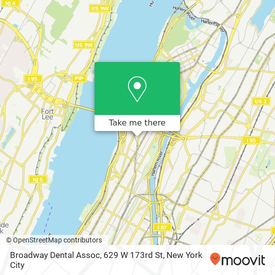 Broadway Dental Assoc, 629 W 173rd St map