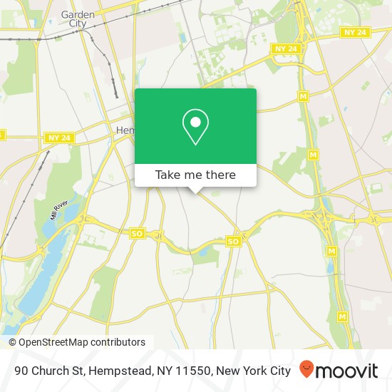 Mapa de 90 Church St, Hempstead, NY 11550