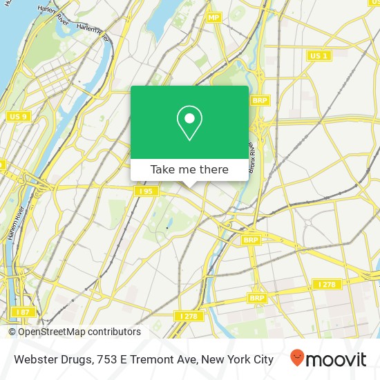 Mapa de Webster Drugs, 753 E Tremont Ave