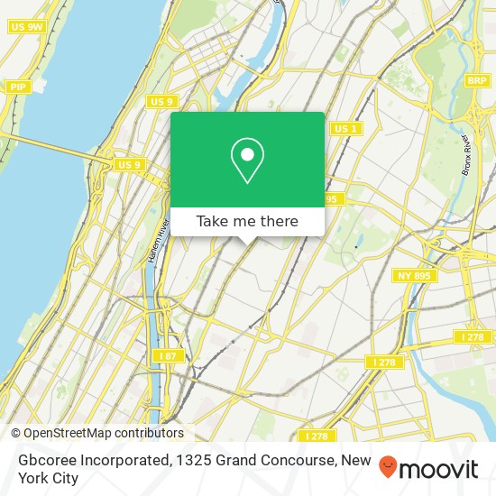 Mapa de Gbcoree Incorporated, 1325 Grand Concourse