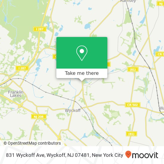 Mapa de 831 Wyckoff Ave, Wyckoff, NJ 07481