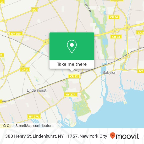 Mapa de 380 Henry St, Lindenhurst, NY 11757