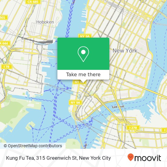 Mapa de Kung Fu Tea, 315 Greenwich St