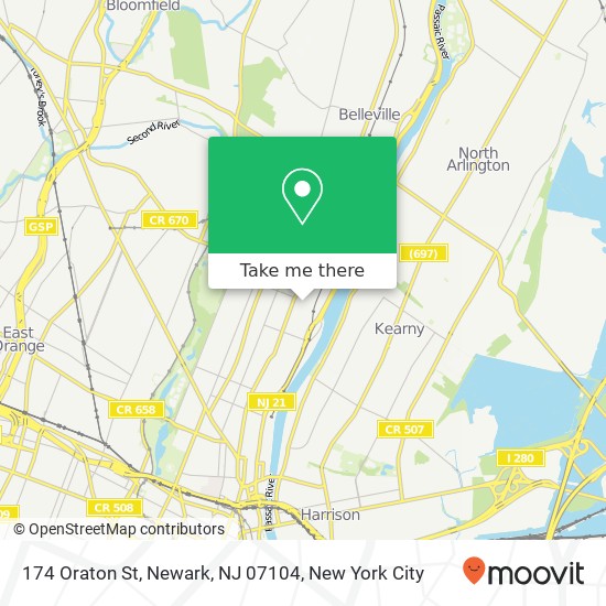 Mapa de 174 Oraton St, Newark, NJ 07104