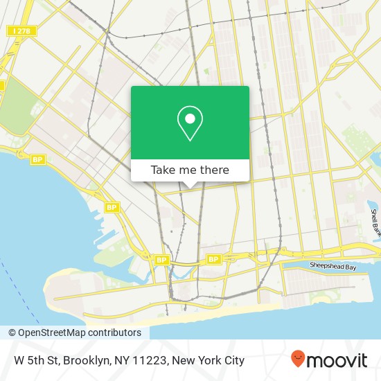 Mapa de W 5th St, Brooklyn, NY 11223
